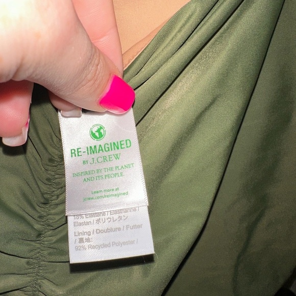 NWT J. Crew playa Green Ruched one piece swimsuit 24 summer beach vacation - Picture 3 of 10